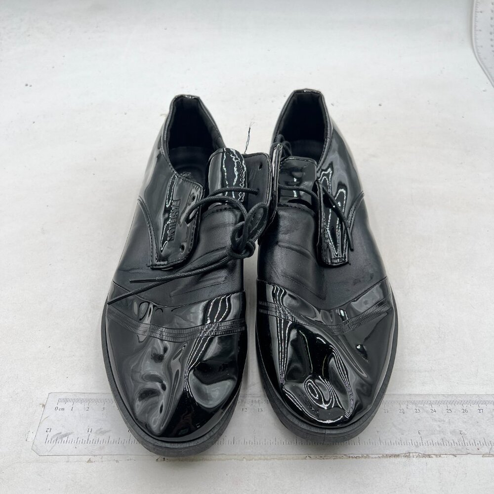 Black Men's Oxford Classic Plain Toe Lace-up Leather Modern Business Dress Shoes